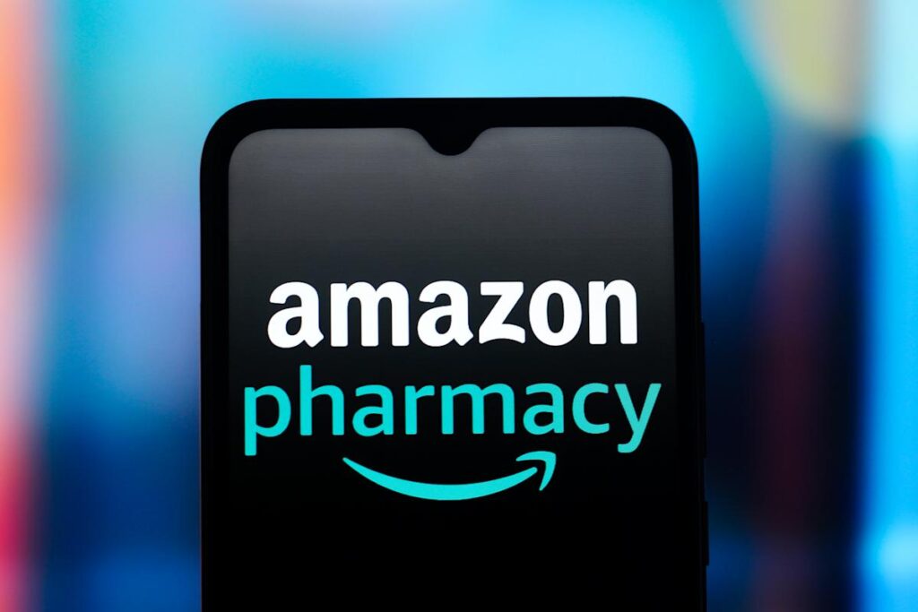 WeightWatchers and Amazon logos with prescription boxes symbolizing GLP-1 weight-loss drug partnership.